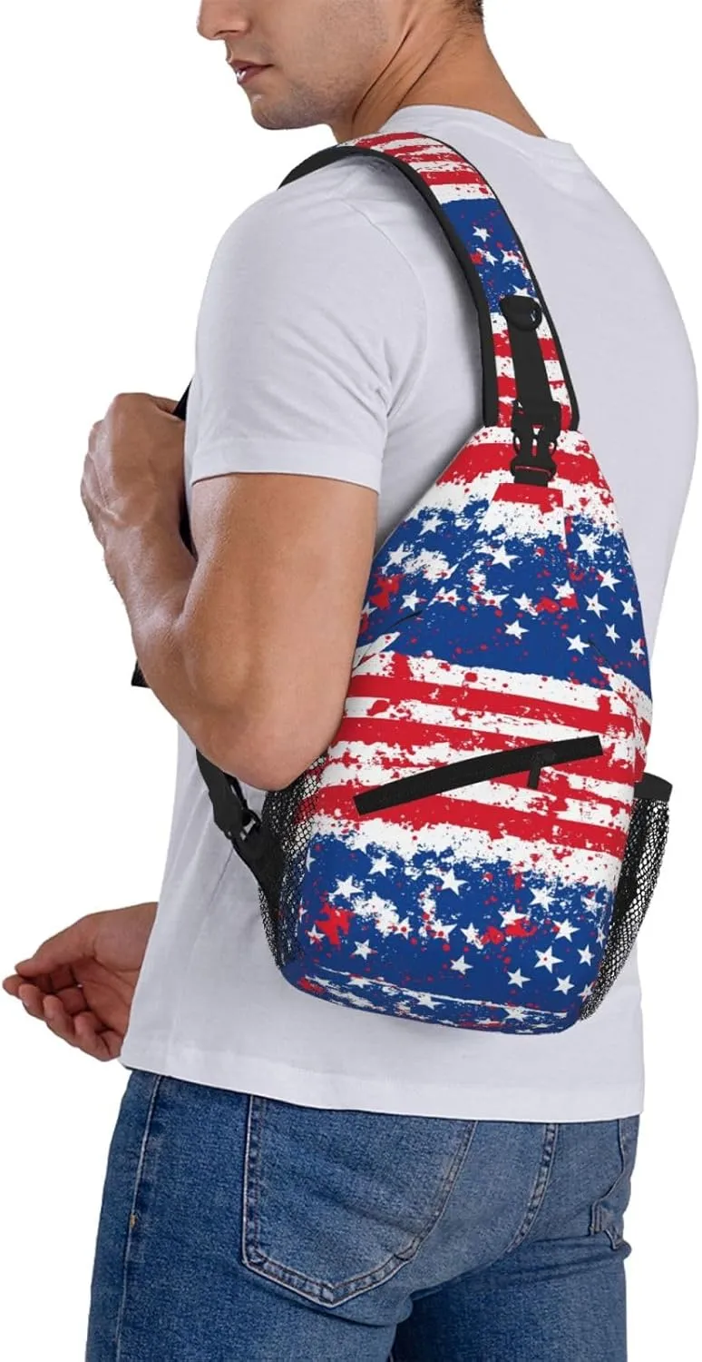 American Flags Sling Bag Crossbody Backpack Shoulder Daypack Multipurpose Cross Body Chest Bag for Men Women Travel Hiking Sports Gym