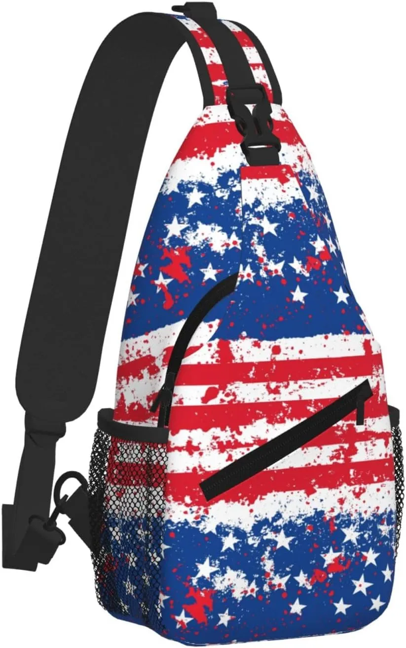 American Flags Sling Bag Crossbody Backpack Shoulder Daypack Multipurpose Cross Body Chest Bag for Men Women Travel Hiking Sports Gym