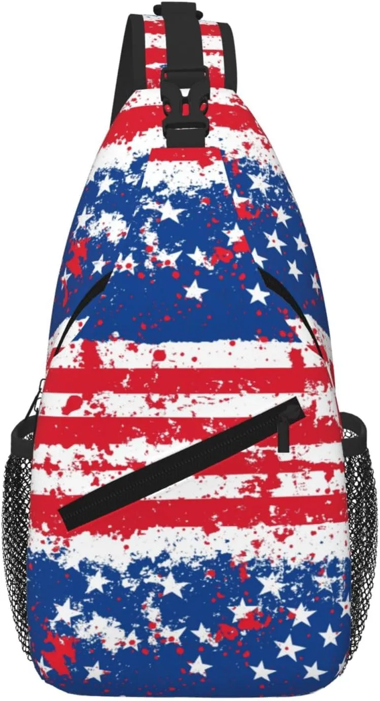 American Flags Sling Bag Crossbody Backpack Shoulder Daypack Multipurpose Cross Body Chest Bag for Men Women Travel Hiking Sports Gym