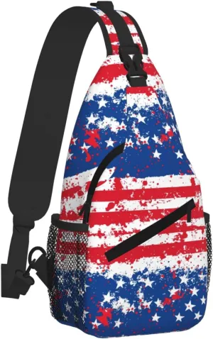 American Flags Sling Bag Crossbody Backpack Shoulder Daypack Multipurpose Cross Body Chest Bag for Men Women Travel Hiking Sports Gym