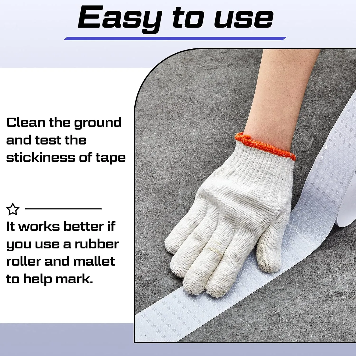 Amylove 230 Ft Driveway Basketball Tape Outdoor Court Tape Adhesive Court Marking Tape Court Lines for Tennis Badminton Parking Floor Pavement Driveway Indoor, 2 in Wide (White, PVC)
