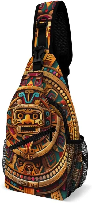 Ancient Mexican Calendar Crossbody Sling Bag Casual Chest Bag Daypack for Women Men Travel Sport Hiking Funny Print