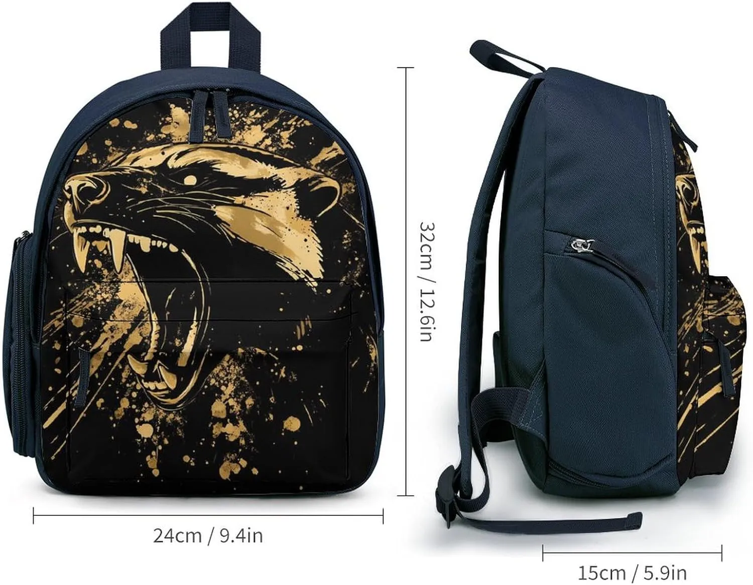Anger Honey-Badger Roaring Small Travel Laptop Backpack Casual Daypack with Side Pockets for Shopping Work