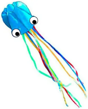AP Happy Aquarium - Fun to Fly 5M 3D Octopus Parafoil Kite Blue with Handle & String Outdoor Park Garden Games Fun