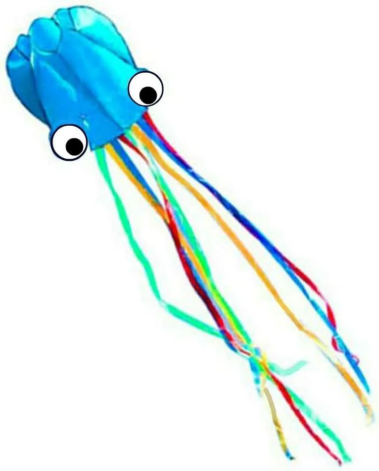 AP Happy Aquarium - Fun to Fly 5M 3D Octopus Parafoil Kite Blue with Handle & String Outdoor Park Garden Games Fun