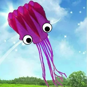AP Happy Aquarium - Fun to Fly 5M 3D Octopus Parafoil Kite Purple with Handle & String Outdoor Park Garden Games Fun
