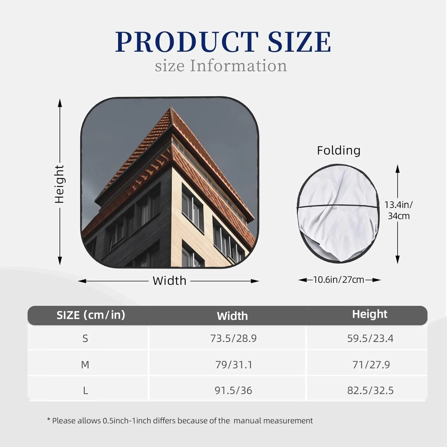 Architecture roof Windshield Sun Shade 2 PCS Foldable Car Front Window Sunshade for Sun, Heat and UV Rays Auto Sun Blocker Visor Protector with Storage Bag for Cars, SUVs Medium