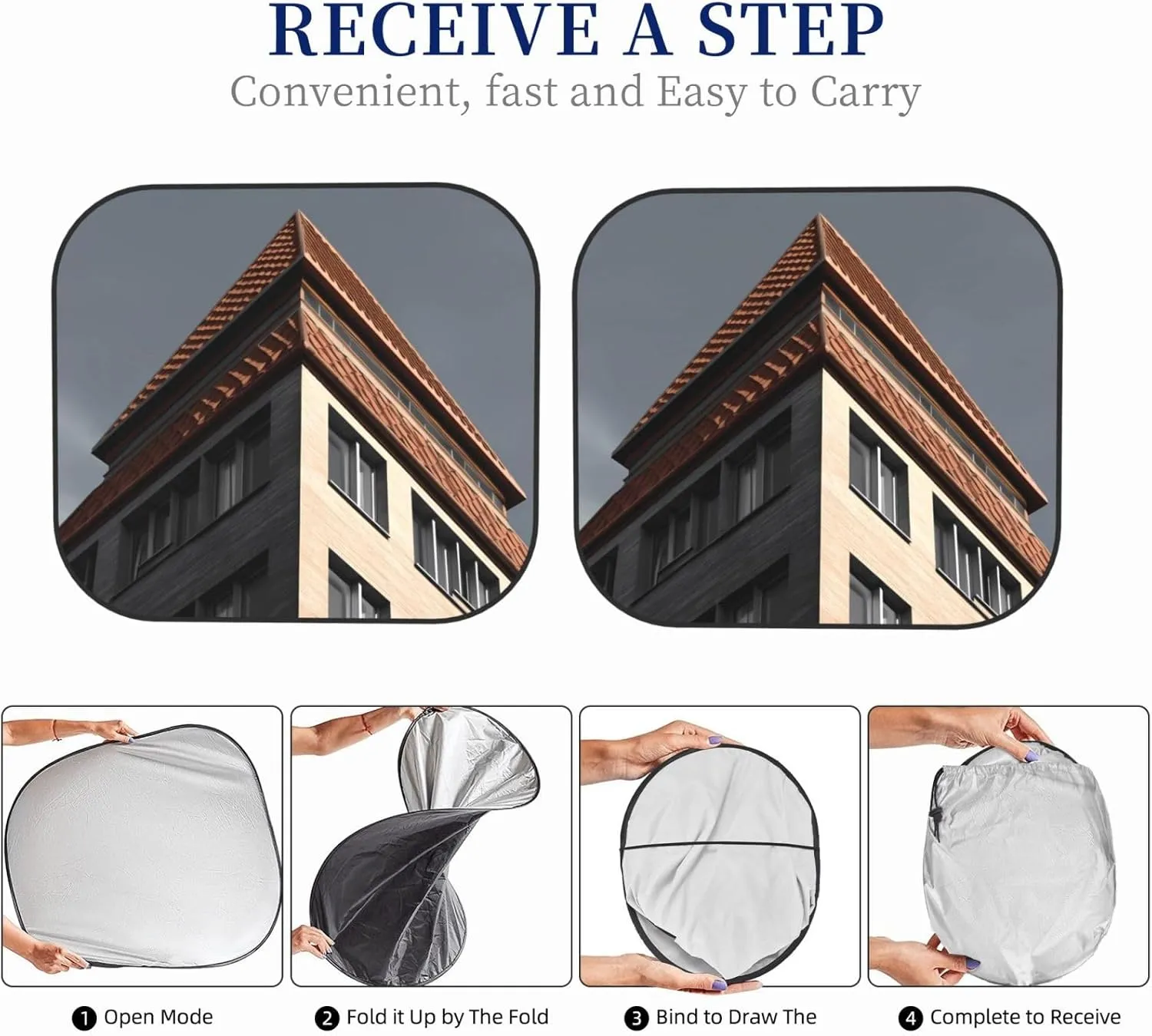 Architecture roof Windshield Sun Shade 2 PCS Foldable Car Front Window Sunshade for Sun, Heat and UV Rays Auto Sun Blocker Visor Protector with Storage Bag for Cars, SUVs Medium