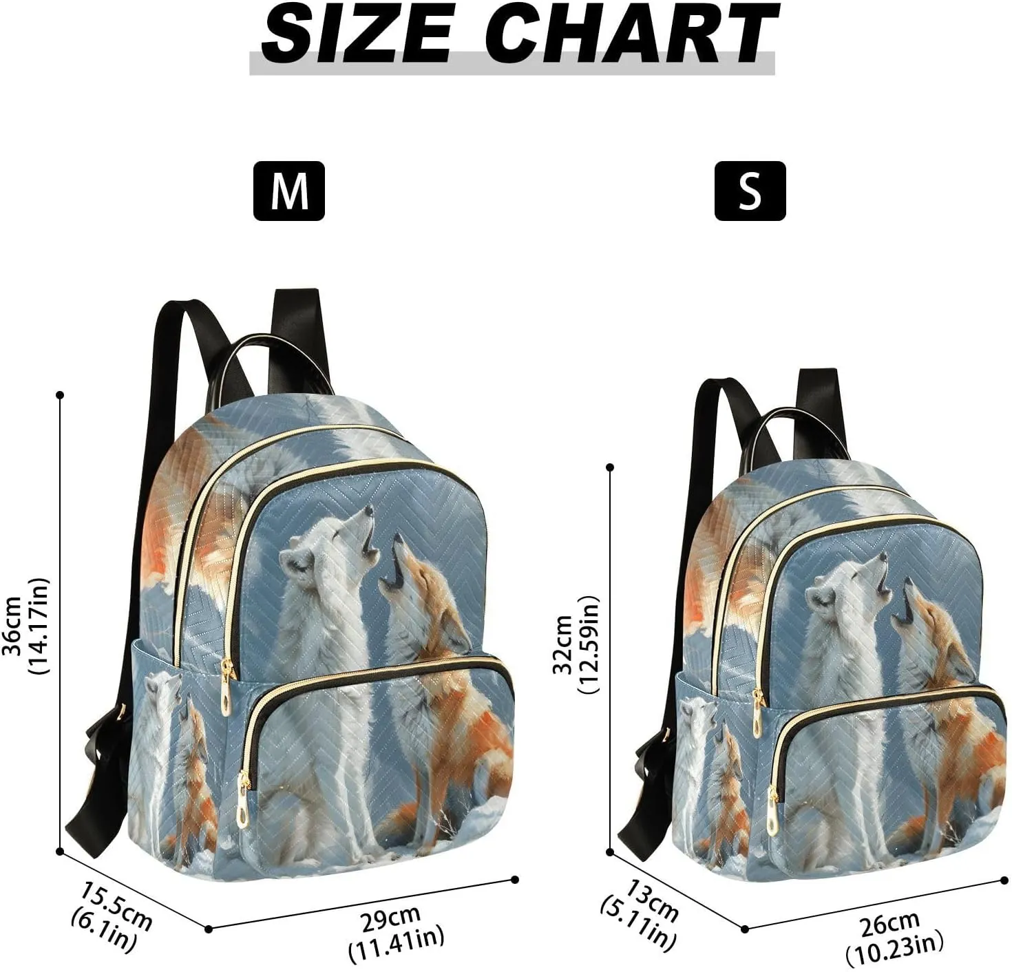 Arctic Wolf and Fox Mini Backpack Purse for Women Travel Bag Lightweight Shoulder Bag Fashion Daypack