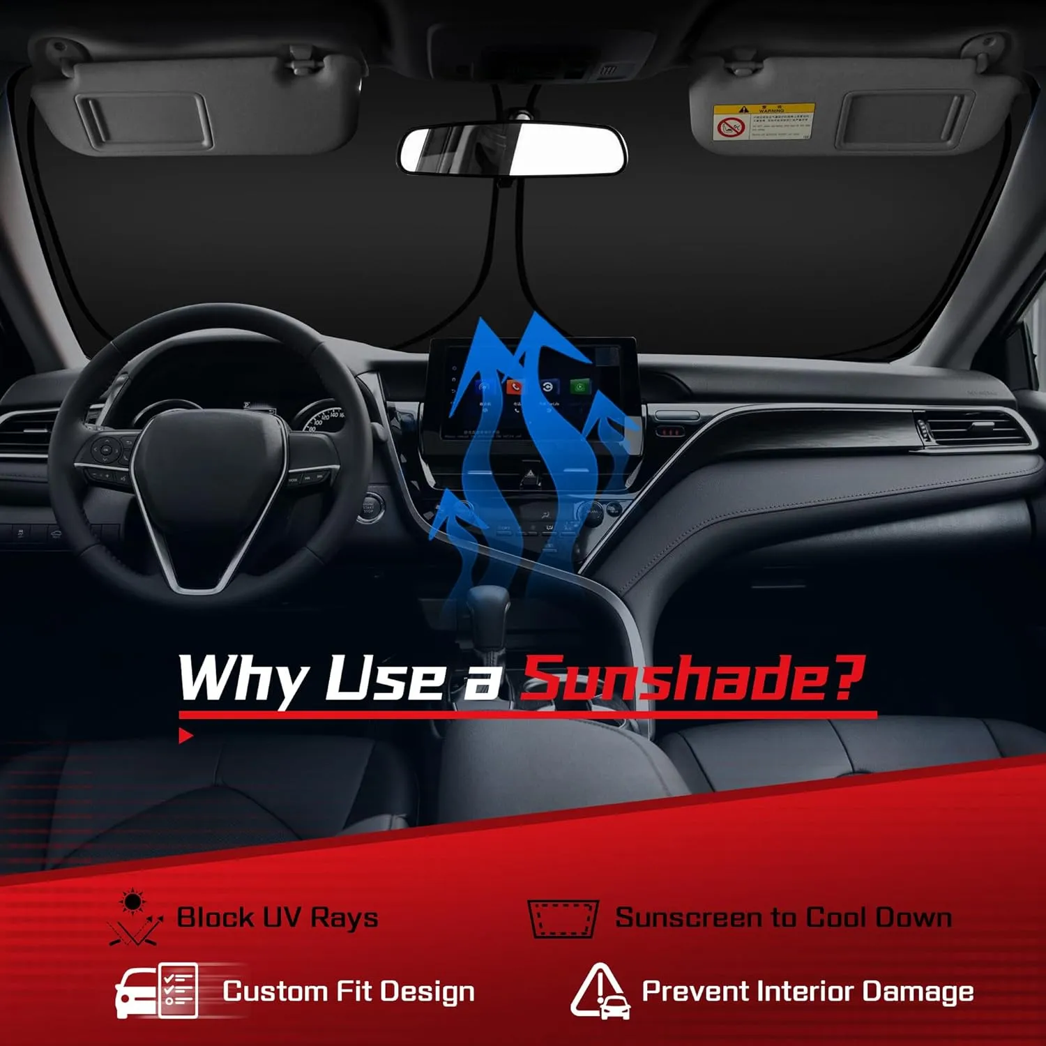 ARISMOTOR Windshield Sun Shade for GMC Acadia 2024-2025, Custom Fit Foldable Front Window Sunshade Sun Visor Protector, Block UV Rays Keep Your Car Cooler