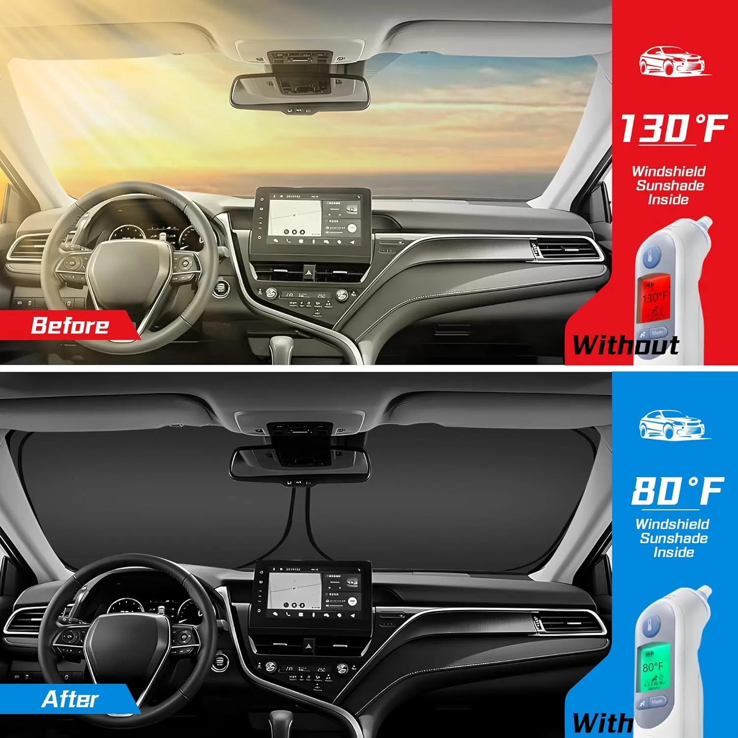 ARISMOTOR Windshield Sun Shade for N-issan Murano 2015-2024, Custom Fit Foldable Front Window Sunshade Sun Visor Protector, Block UV Rays Keep Your Car Cooler