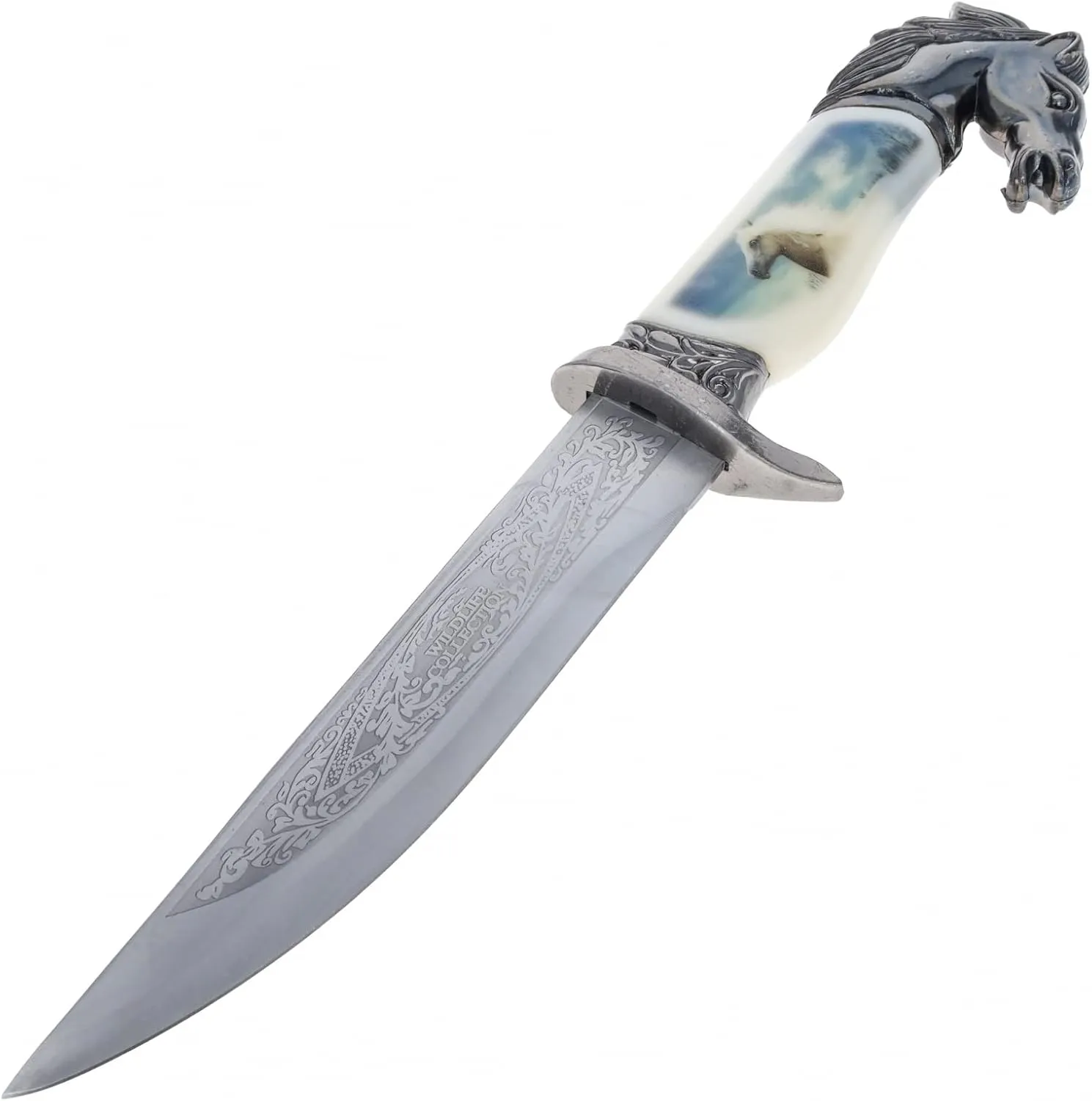 ASR Outdoor 13 Inch Collectors Hunting Knife Decorative Scabbard and Handle with Animal Head (Many Styles)