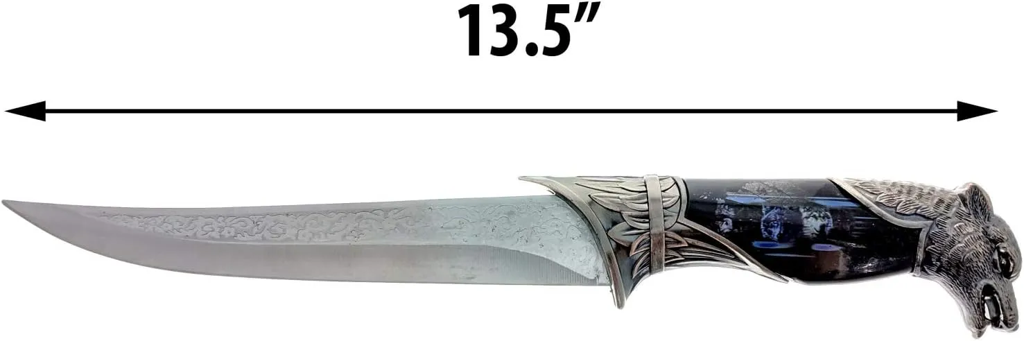 ASR Outdoor 13 Inch Collectors Hunting Knife Decorative Scabbard and Handle with Animal Head (Many Styles)
