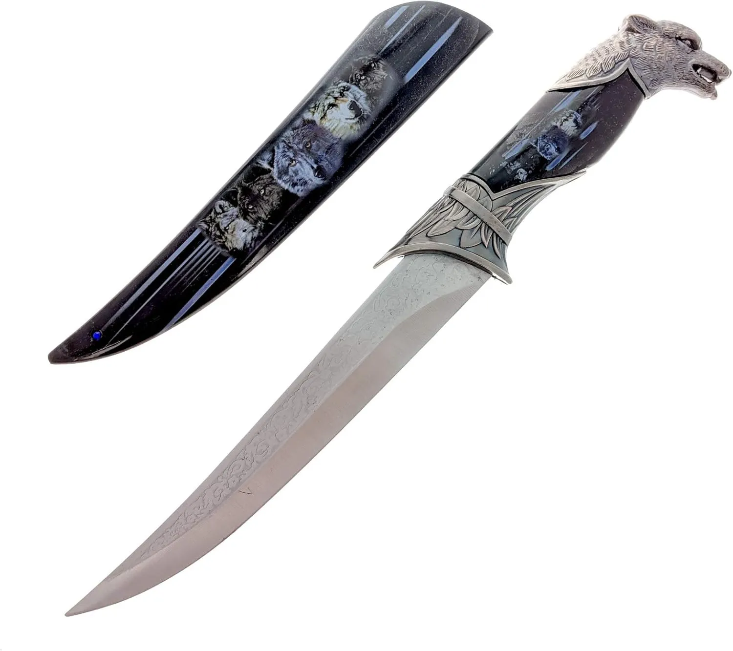 ASR Outdoor 13 Inch Collectors Hunting Knife Decorative Scabbard and Handle with Animal Head (Many Styles)
