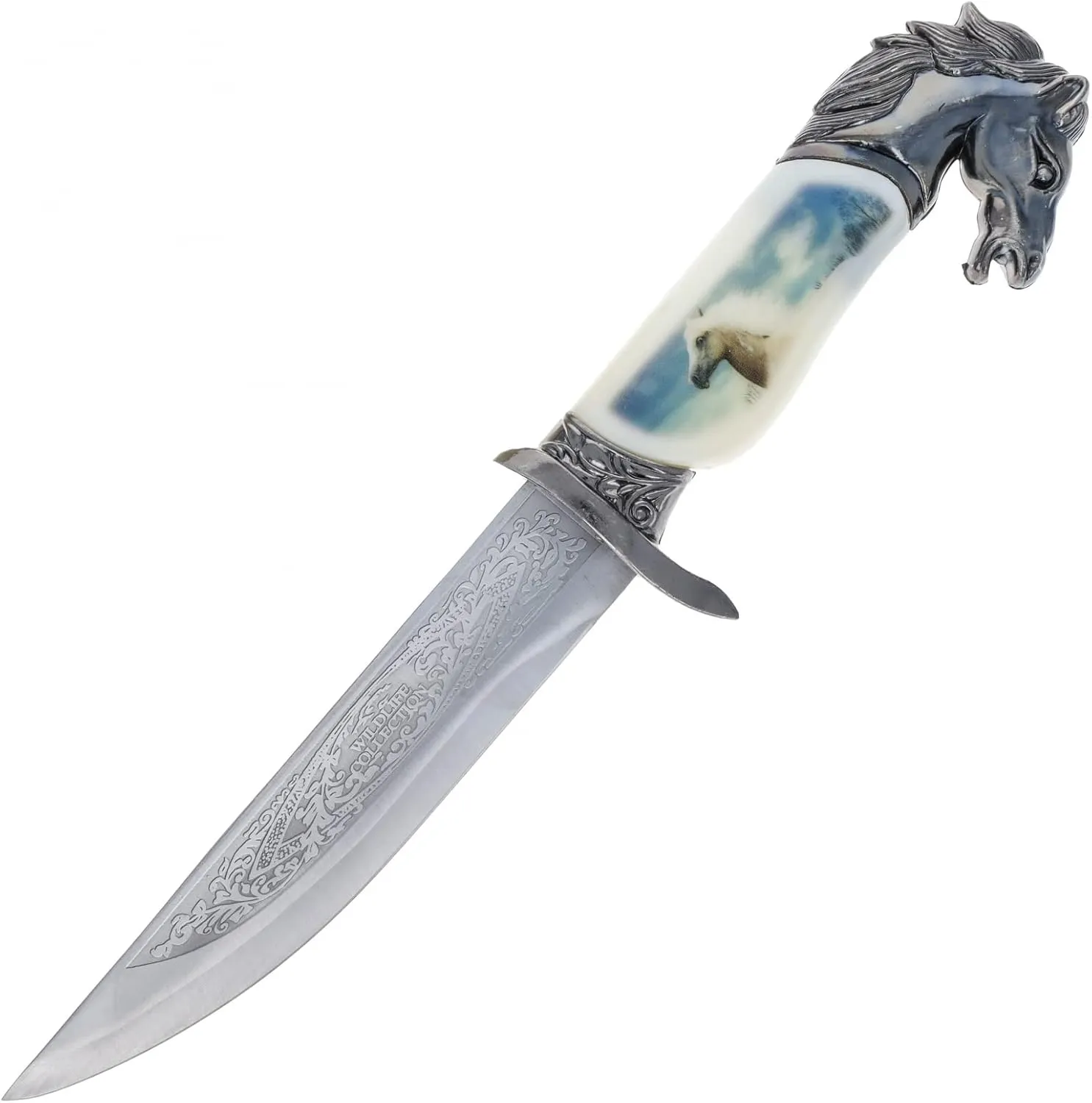 ASR Outdoor 13 Inch Collectors Hunting Knife Decorative Scabbard and Handle with Animal Head (Many Styles)