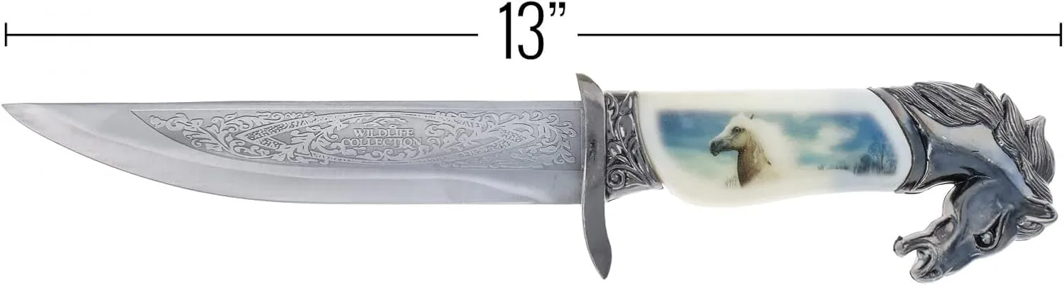 ASR Outdoor 13 Inch Collectors Hunting Knife Decorative Scabbard and Handle with Animal Head (Many Styles)