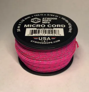 Atwood Rope MFG Tactical Nylon/Polyester Micro Utility Cord Reflective 1.18mm X 125ft Reusable Spool | Fishing Gear, Jewelry Making, Camping Accessories (Neon Pink Reflective)