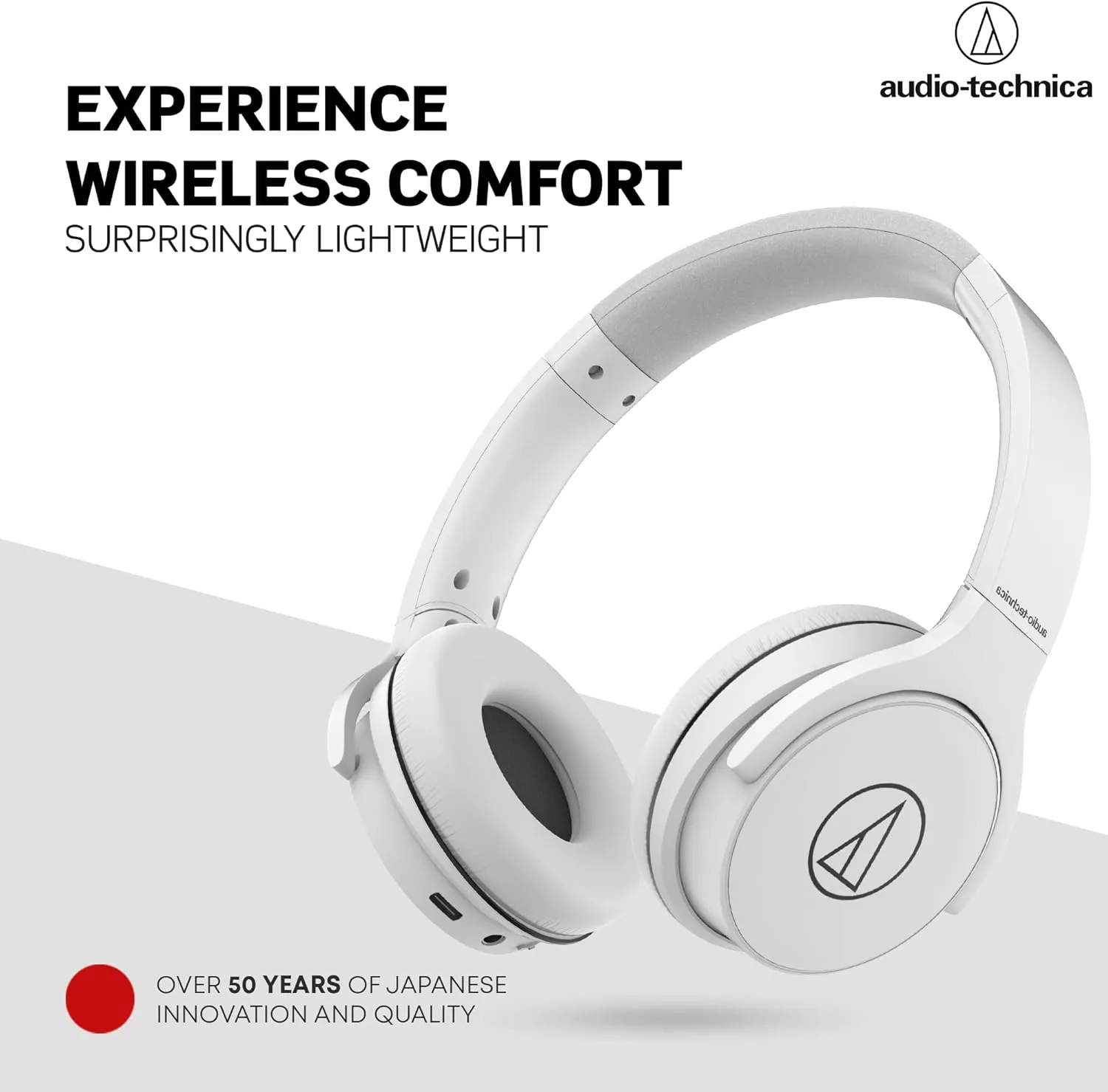 Audio-Technica ATH-S220BTWH Wireless On Ear Headphones, White, Adjustable
