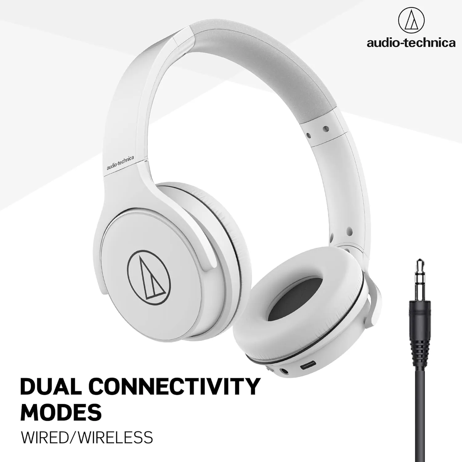 Audio-Technica ATH-S220BTWH Wireless On Ear Headphones, White, Adjustable