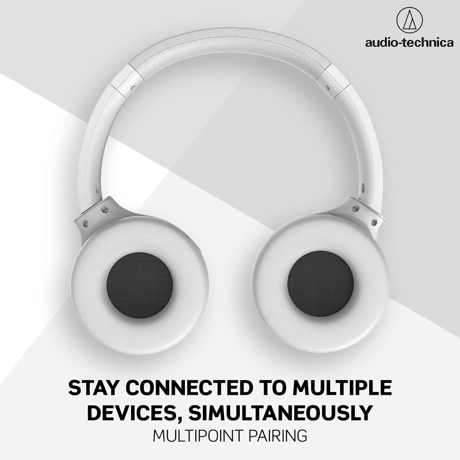 Audio-Technica ATH-S220BTWH Wireless On Ear Headphones, White, Adjustable