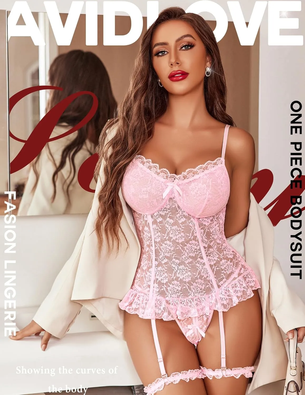 Avidlove Lingerie for Women Lace Babydoll Dress Garter Nightgown V Neck Chemise Nighty