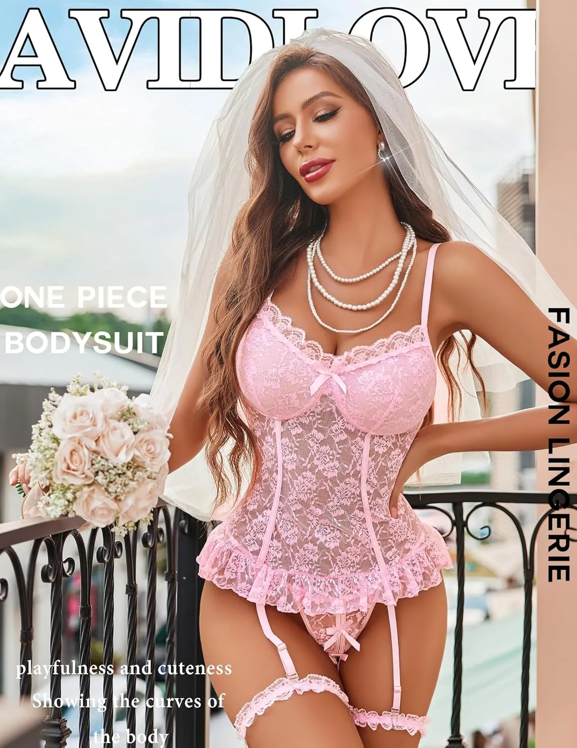 Avidlove Lingerie for Women Lace Babydoll Dress Garter Nightgown V Neck Chemise Nighty