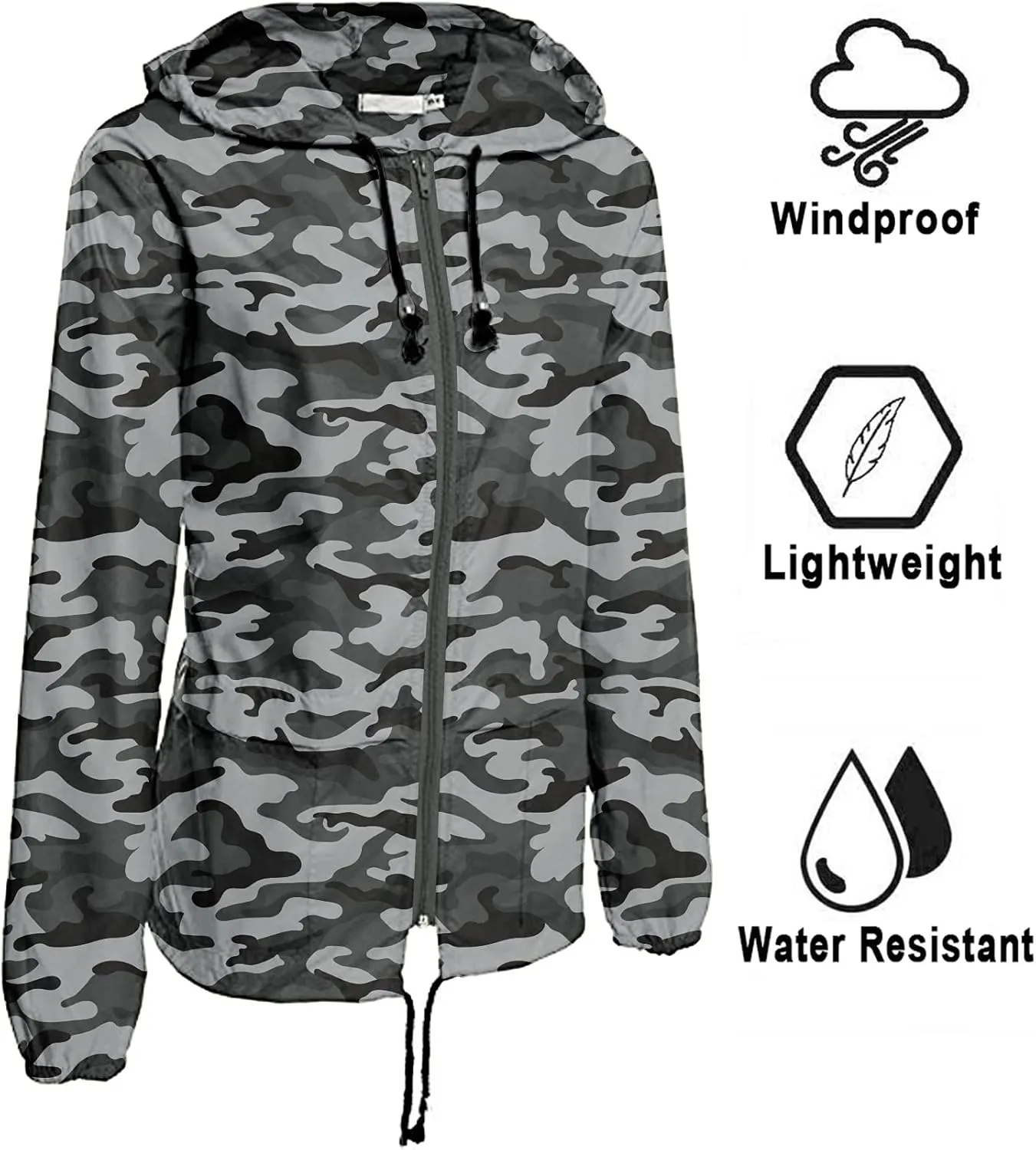 Avoogue Raincoat Women Lightweight Waterproof Rain Jackets Packable Outdoor Hooded Windbreaker