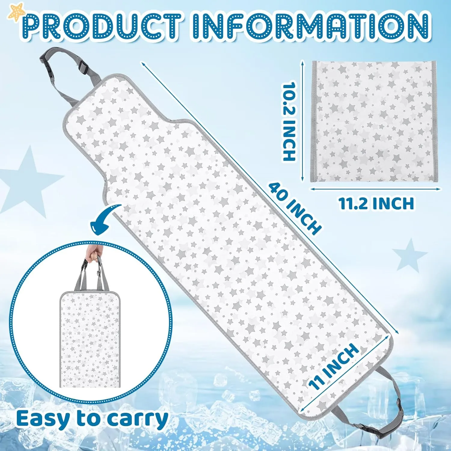 Baby Car Seat Cooling Pad Foldable Car Seat Cooler for Baby Toddler Kid, Soft Breathable Multifunctional Universal Stroller High Chair for Hot Weather(Star)