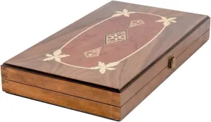 Backgammon Set Mosaic Design- Foldable Walnut Board - Classic Board Game - Size 20,5"