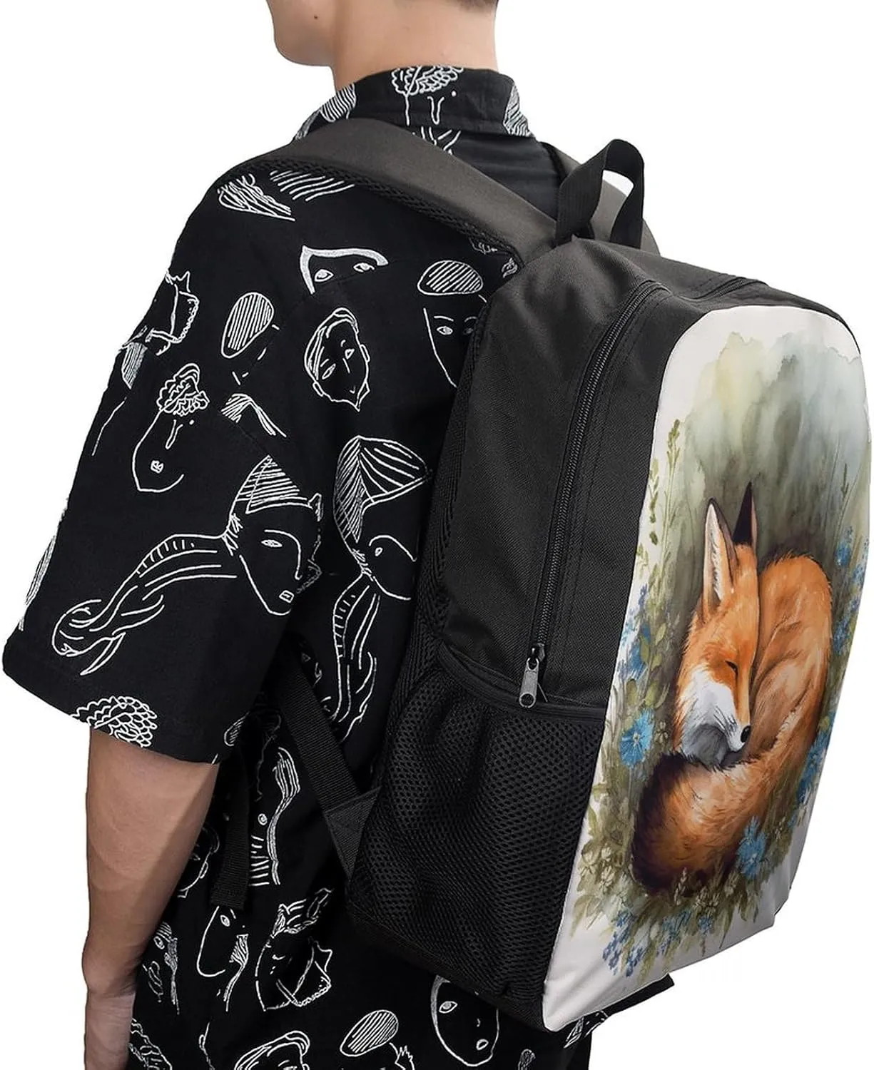 Backpack A Sleeping Fox 17 Inch Travel Backpack, Large Hiking Bag Sports Picnic Camping Backpack
