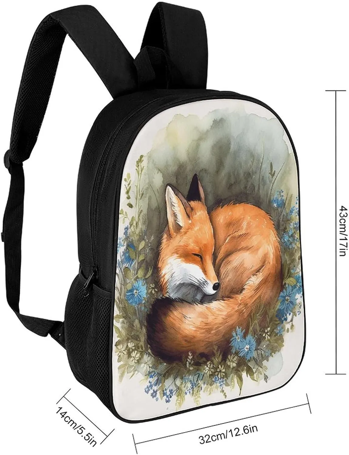 Backpack A Sleeping Fox 17 Inch Travel Backpack, Large Hiking Bag Sports Picnic Camping Backpack