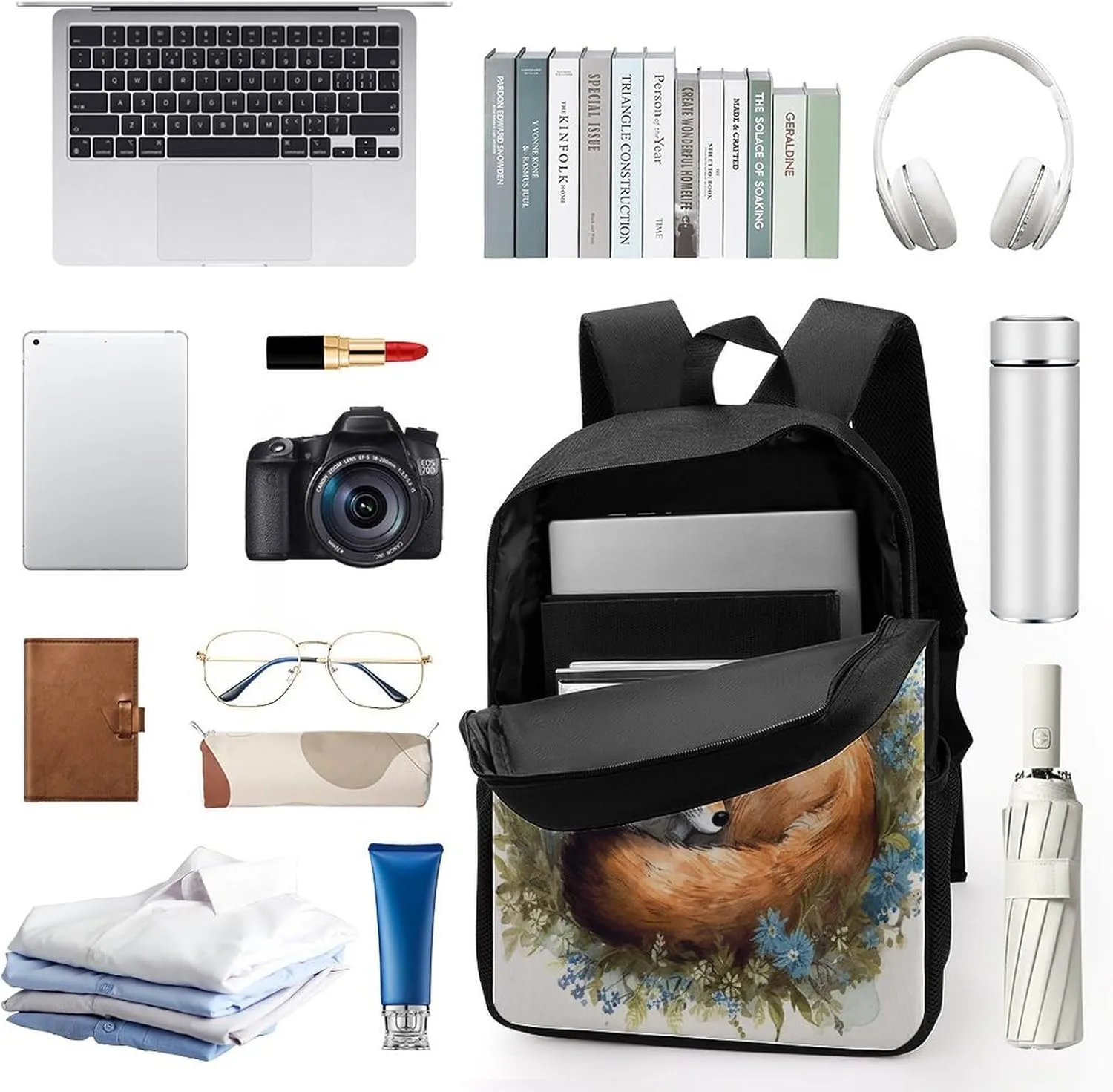 Backpack A Sleeping Fox 17 Inch Travel Backpack, Large Hiking Bag Sports Picnic Camping Backpack