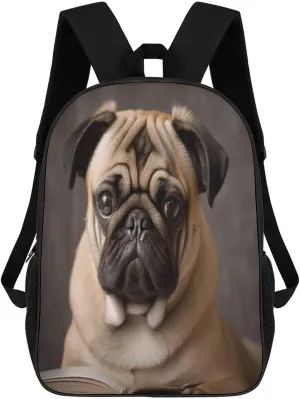 Backpack Animal Pug Dog 17 Inch Travel Backpack, Large Hiking Bag Sports Picnic Camping Backpack