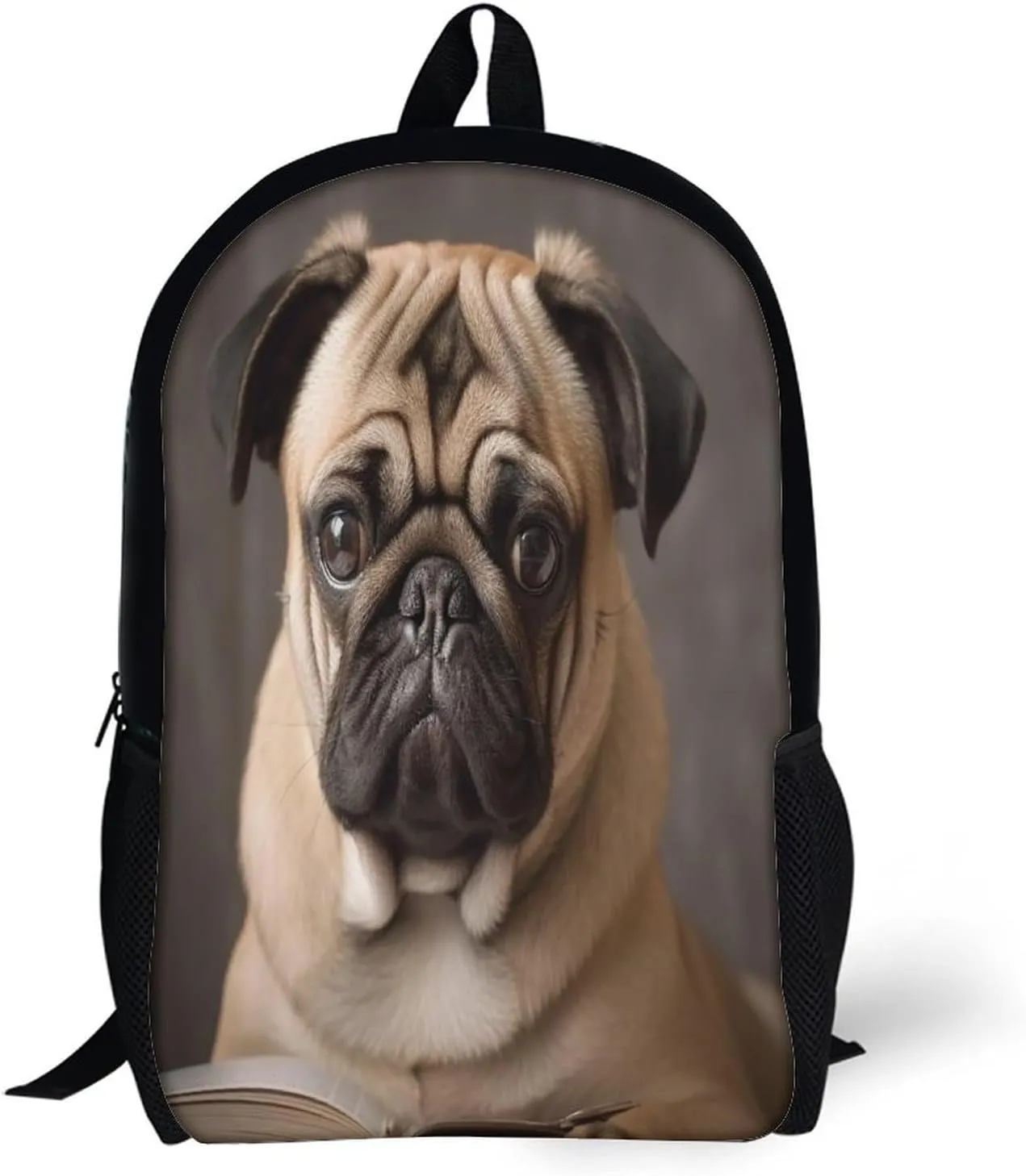 Backpack Animal Pug Dog 17 Inch Travel Backpack, Large Hiking Bag Sports Picnic Camping Backpack