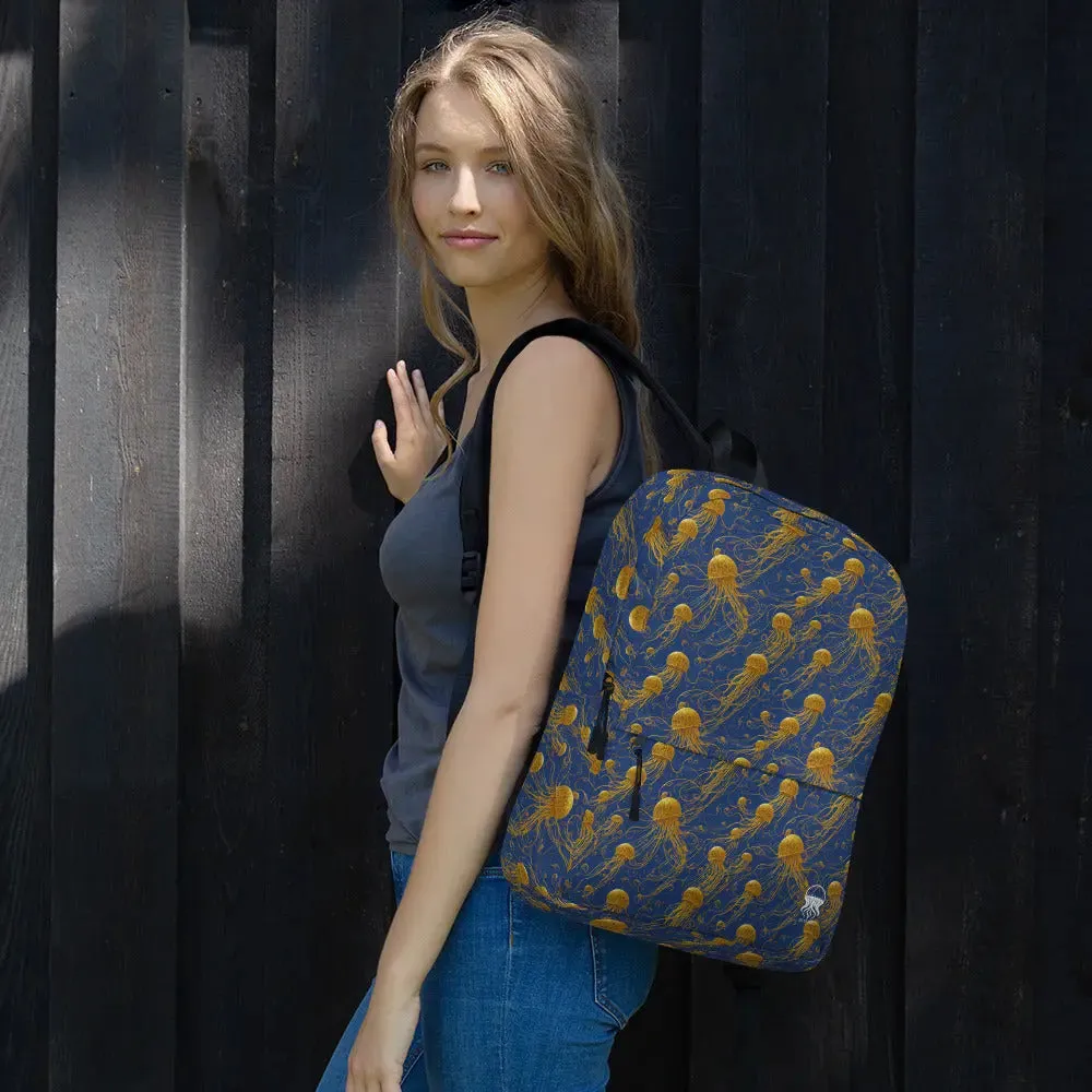 Backpack - Blue and Gold Jellyfishes