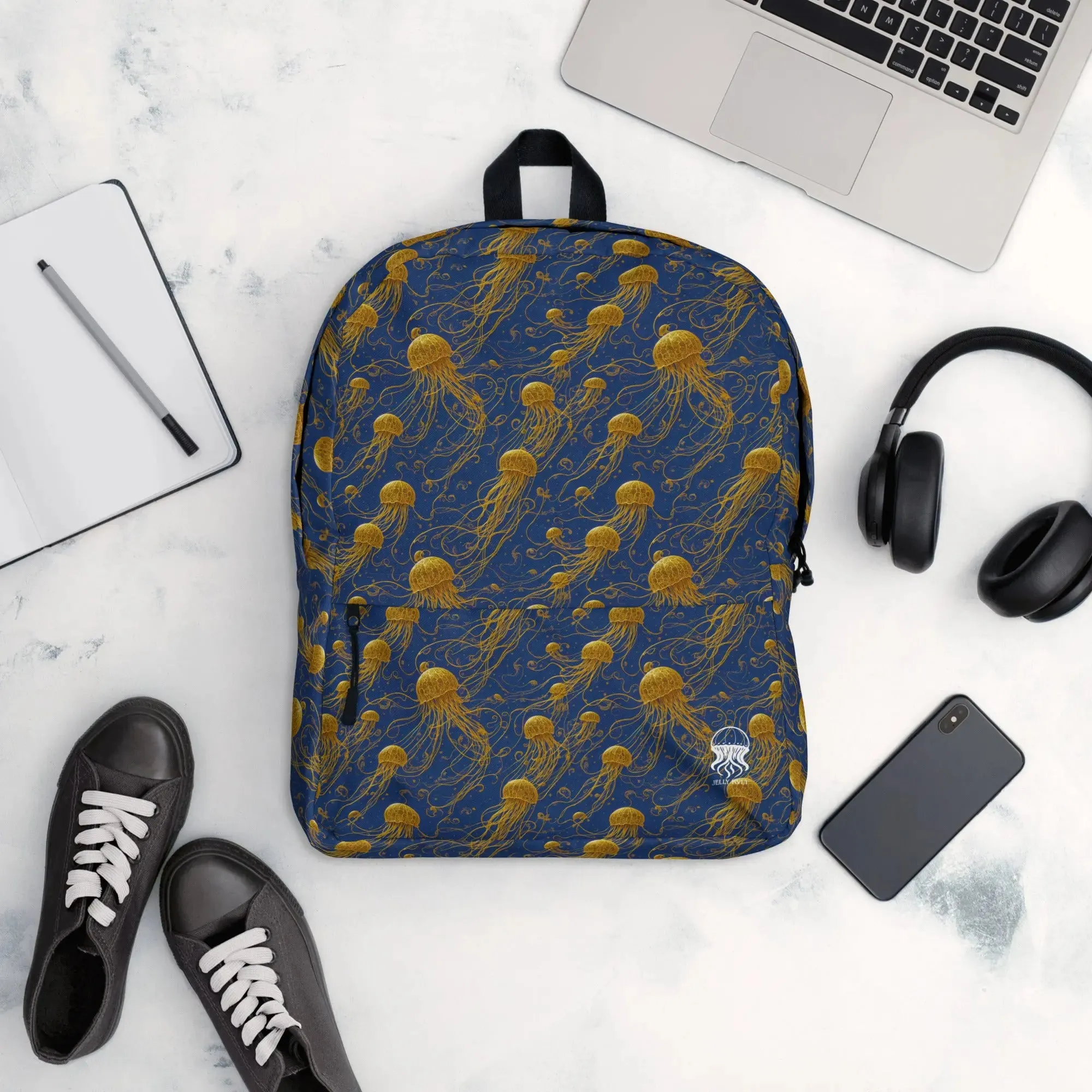 Backpack - Blue and Gold Jellyfishes