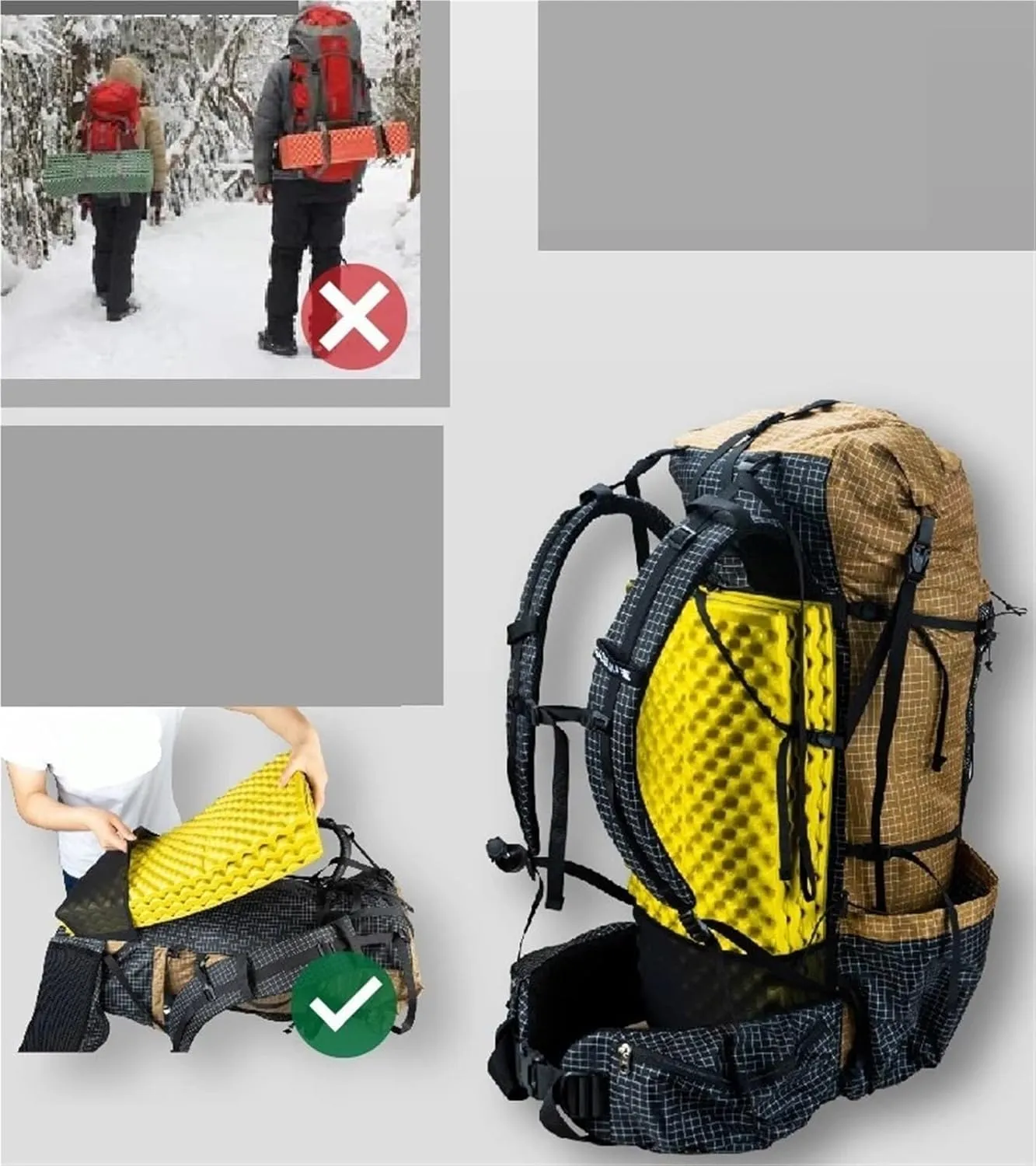 Backpack Pro Travel Camping Hiking Backpack Outdoor Ultralight Frameless Packs(Blue)