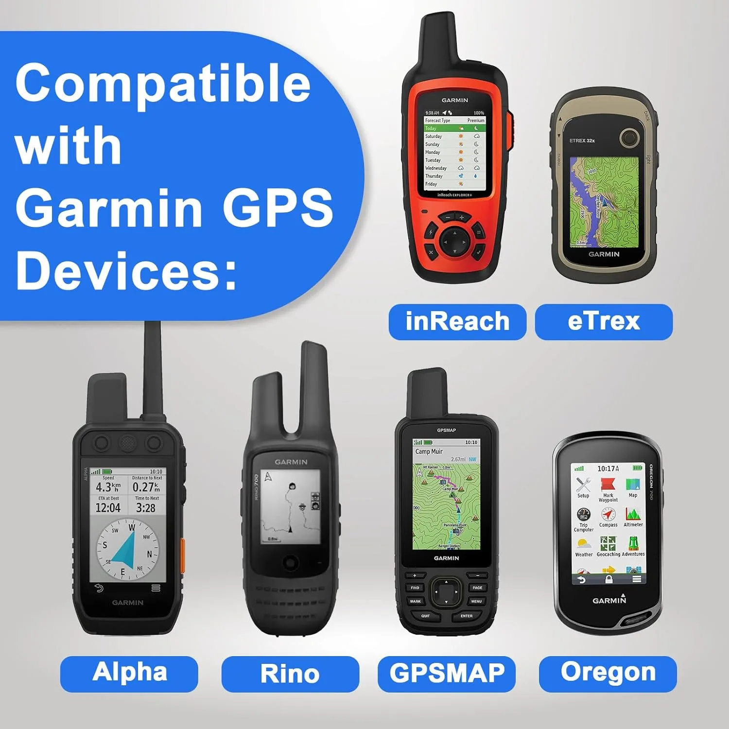 Backpack Tether for Garmin Handheld GPS Devices, Hiking Backpack Mount Accessory for Garmin inReach eTrex GPSMAP Oregon Alpha Rino Devices - Great for Hiking & Hands-Free