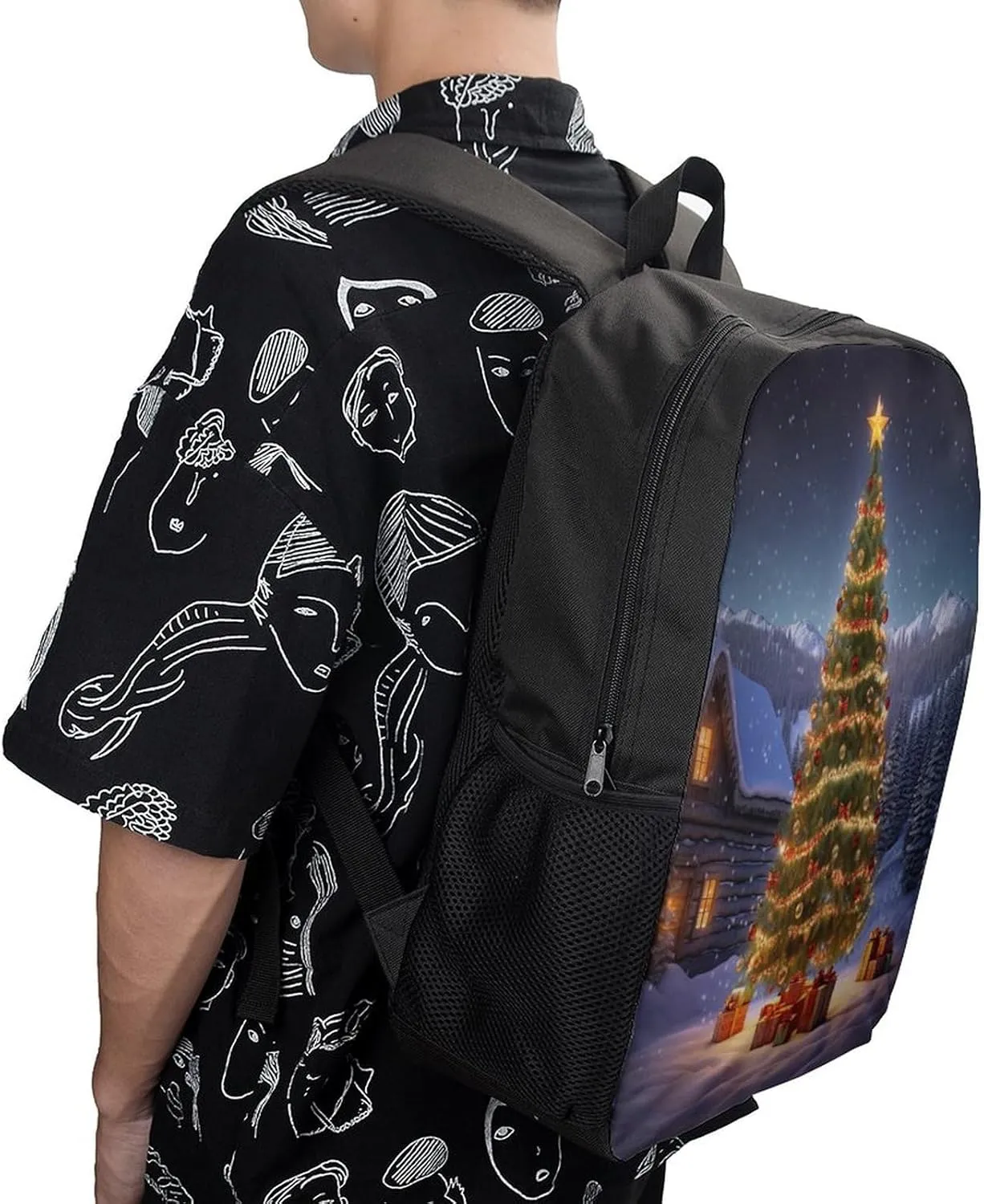 Backpack Xmas Tree 17 Inch Travel Backpack, Large Hiking Bag Sports Picnic Camping Backpack