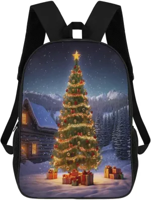 Backpack Xmas Tree 17 Inch Travel Backpack, Large Hiking Bag Sports Picnic Camping Backpack