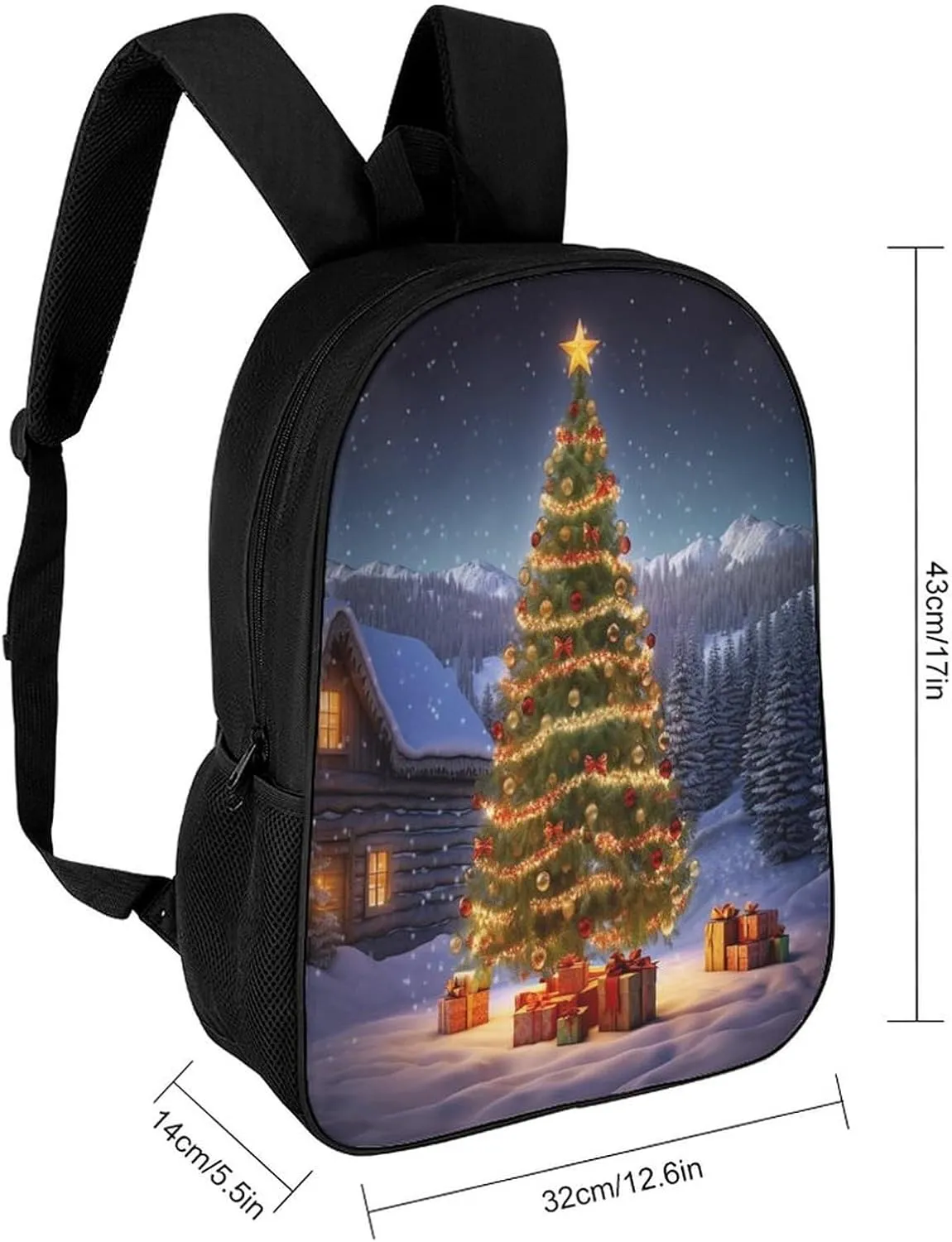 Backpack Xmas Tree 17 Inch Travel Backpack, Large Hiking Bag Sports Picnic Camping Backpack