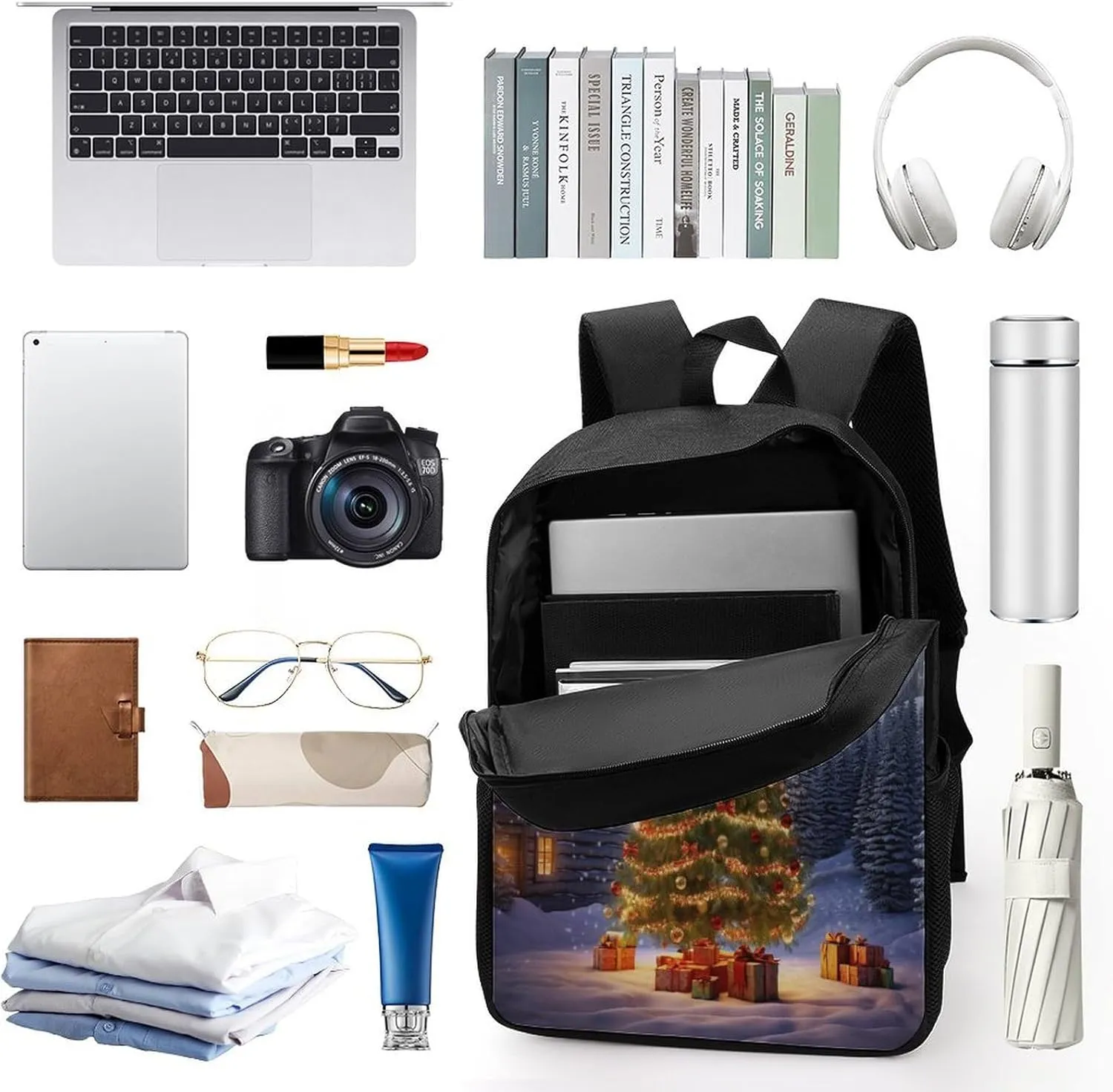 Backpack Xmas Tree 17 Inch Travel Backpack, Large Hiking Bag Sports Picnic Camping Backpack