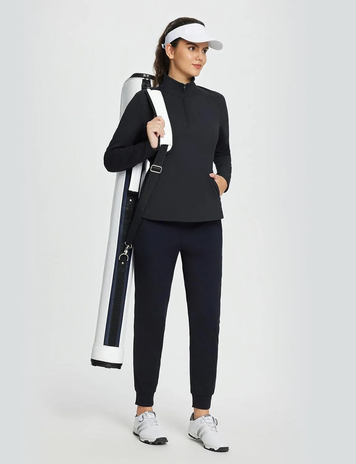 baleaf Women's Fleece Pullover Jacket Water Resistant Half Zip Thermal Golf Shirts Cold Weather Running Gear Winter