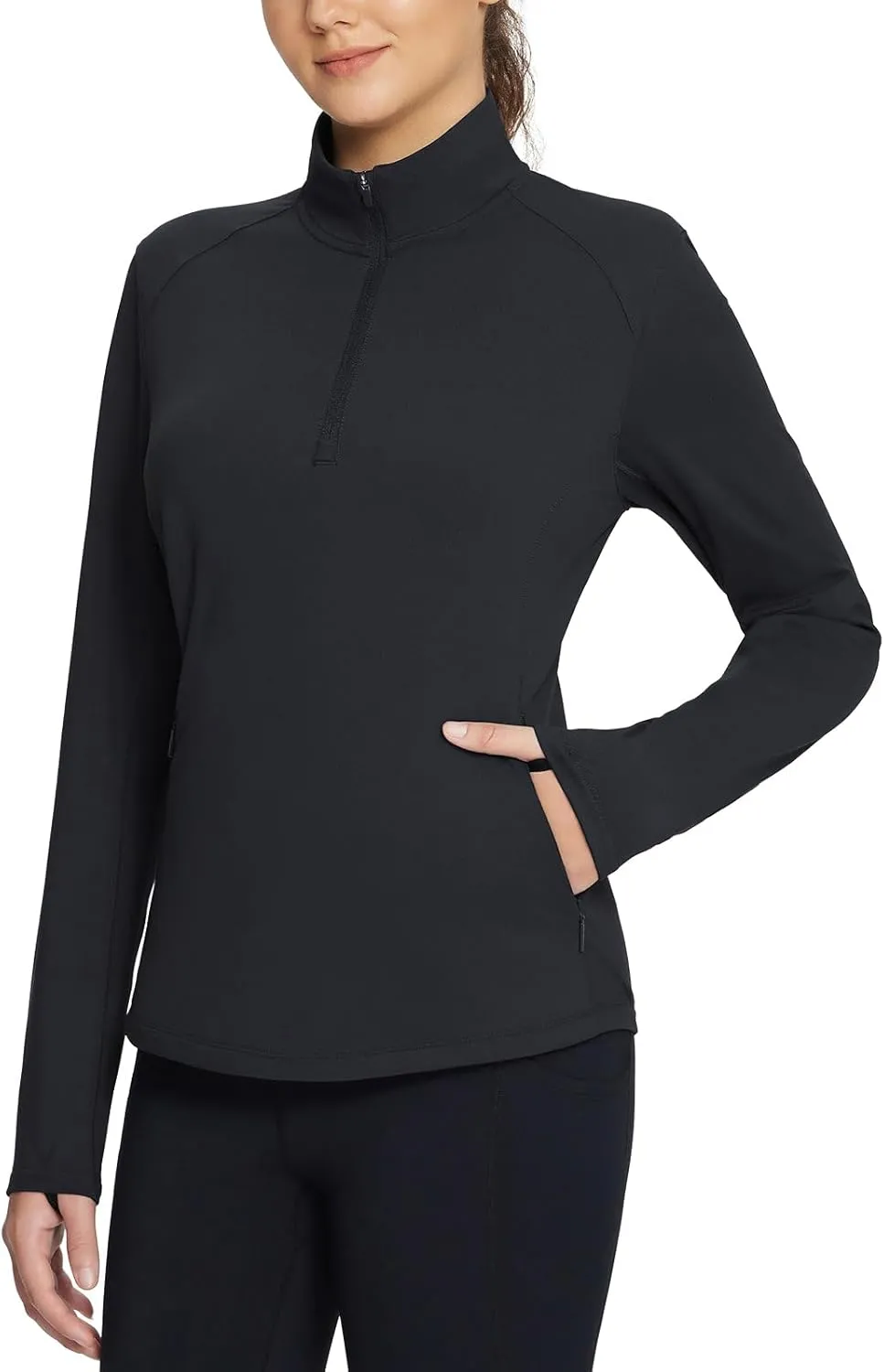 baleaf Women's Fleece Pullover Jacket Water Resistant Half Zip Thermal Golf Shirts Cold Weather Running Gear Winter