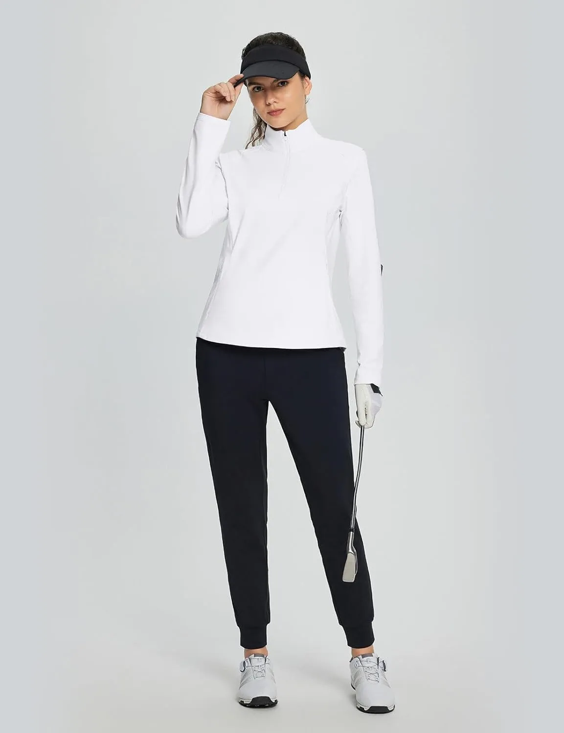 baleaf Women's Fleece Pullover Jacket Water Resistant Half Zip Thermal Golf Shirts Cold Weather Running Gear Winter
