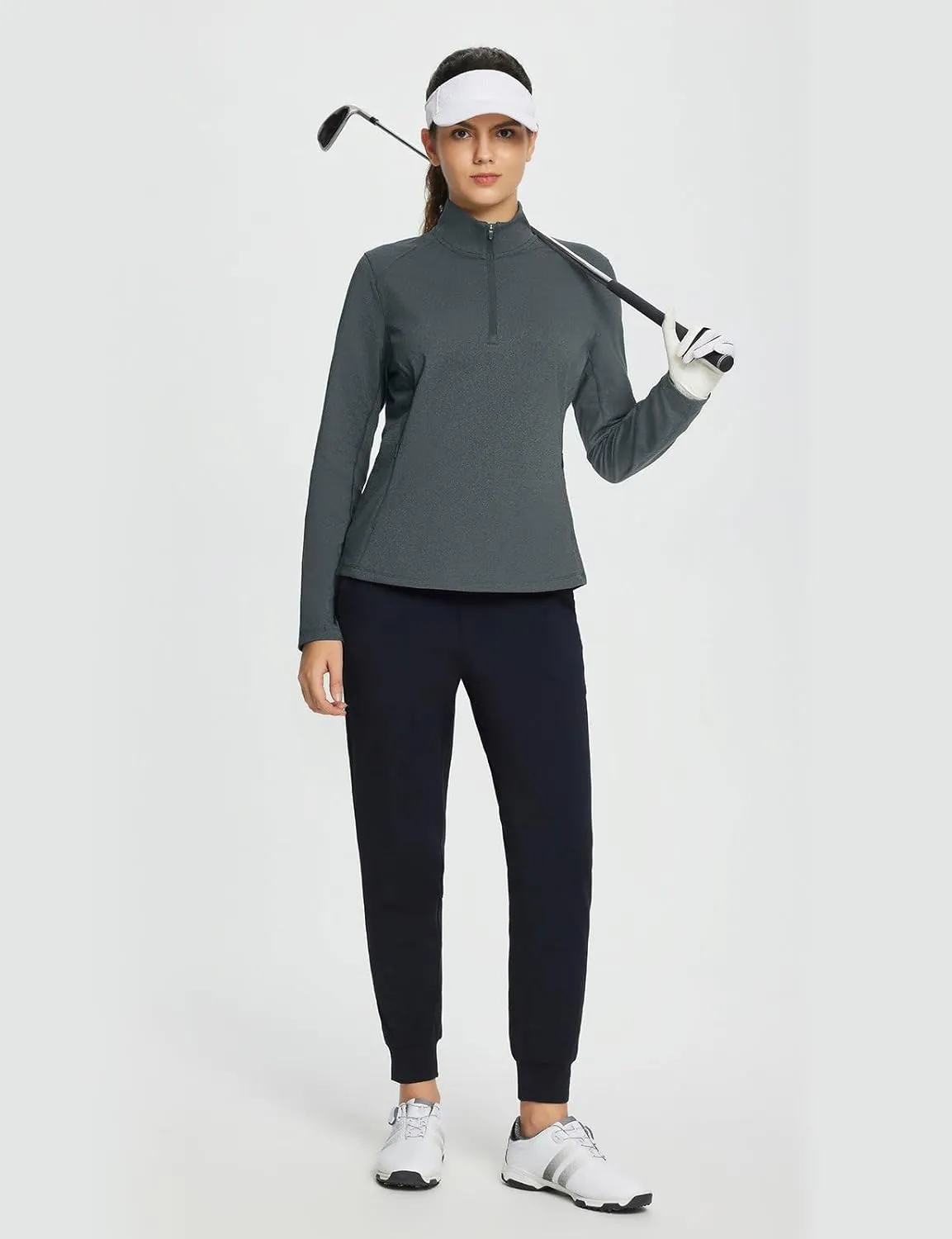 baleaf Women's Fleece Pullover Jacket Water Resistant Half Zip Thermal Golf Shirts Cold Weather Running Gear Winter