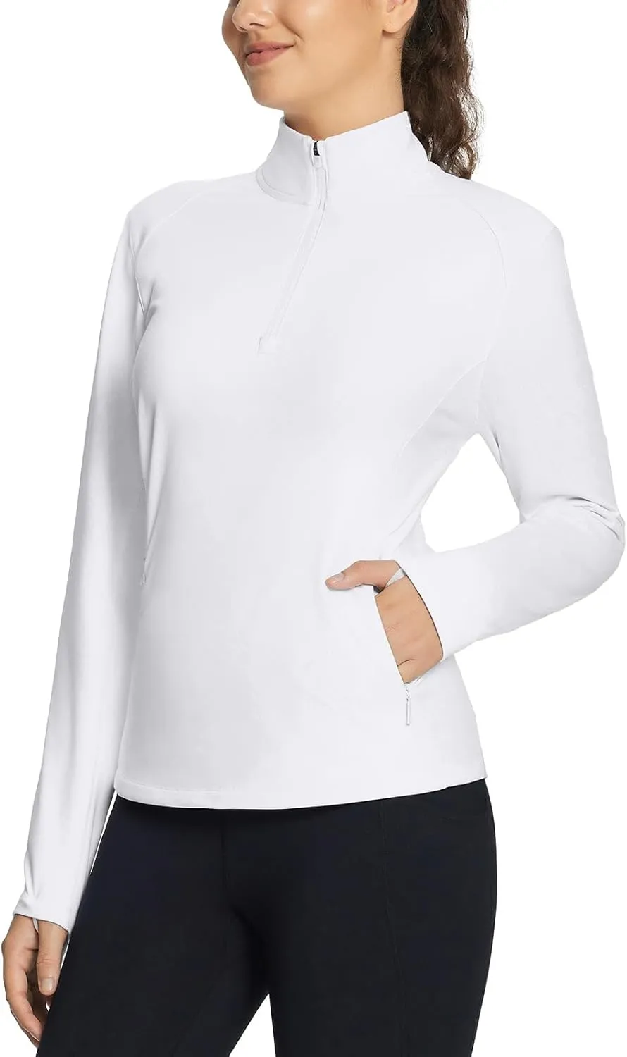 baleaf Women's Fleece Pullover Jacket Water Resistant Half Zip Thermal Golf Shirts Cold Weather Running Gear Winter