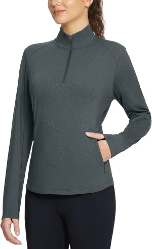 baleaf Women's Fleece Pullover Jacket Water Resistant Half Zip Thermal Golf Shirts Cold Weather Running Gear Winter