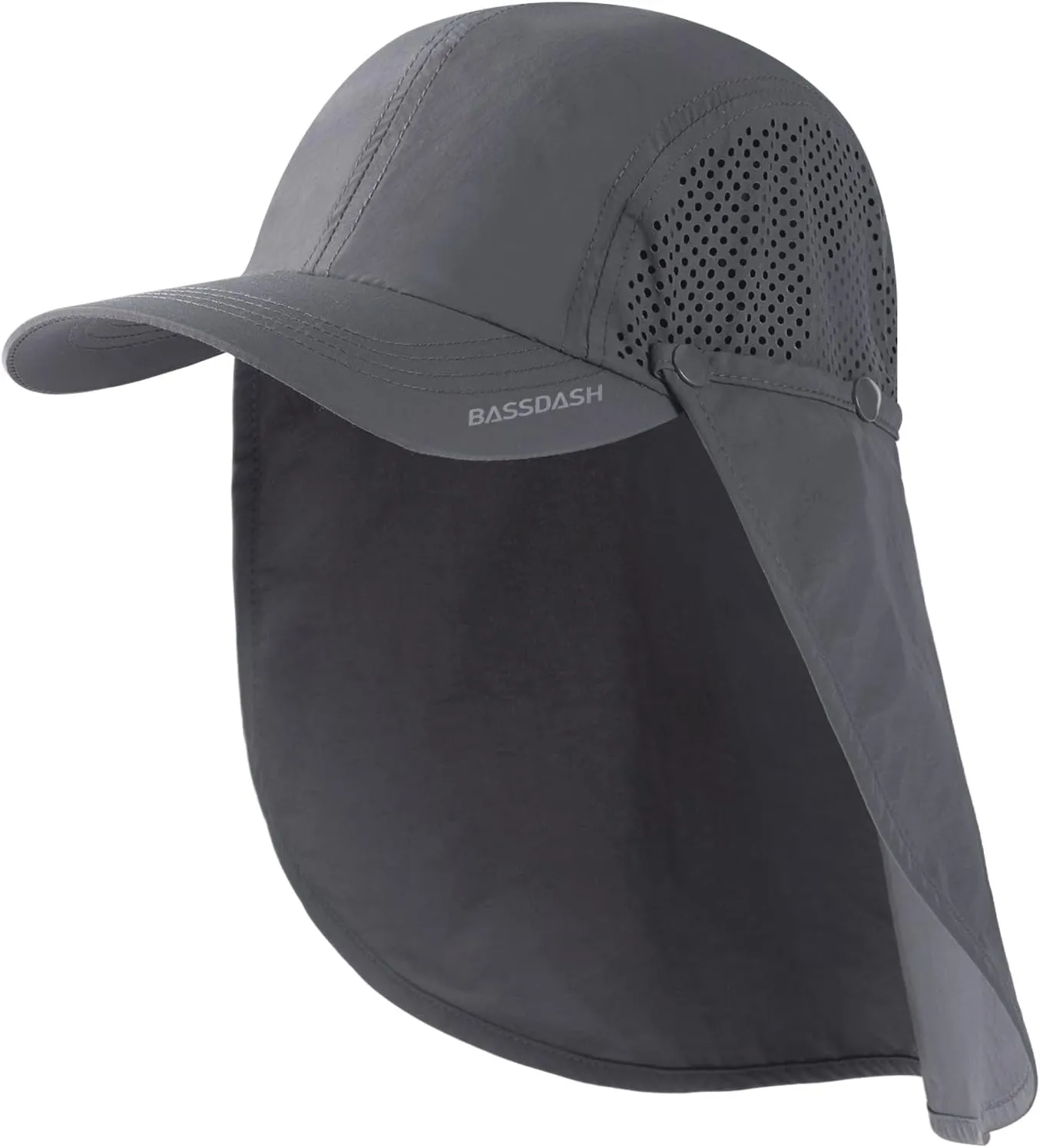 BASSDASH UPF 50  Foldable Fishing Hat Baseball Cap with Removable Neck Flap Portable for Men Women Golf Hiking
