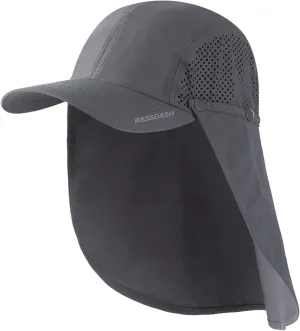 BASSDASH UPF 50  Foldable Fishing Hat Baseball Cap with Removable Neck Flap Portable for Men Women Golf Hiking